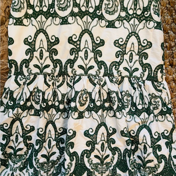 NWT Zara Limited Edition Green White Ruffled Eyelet Lace Dress S M L Tuckernuck - Picture 11 of 12